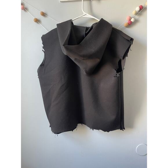 Meitongchen Black Reworked Grunge Style Hooded Vest - Picture 4 of 4
